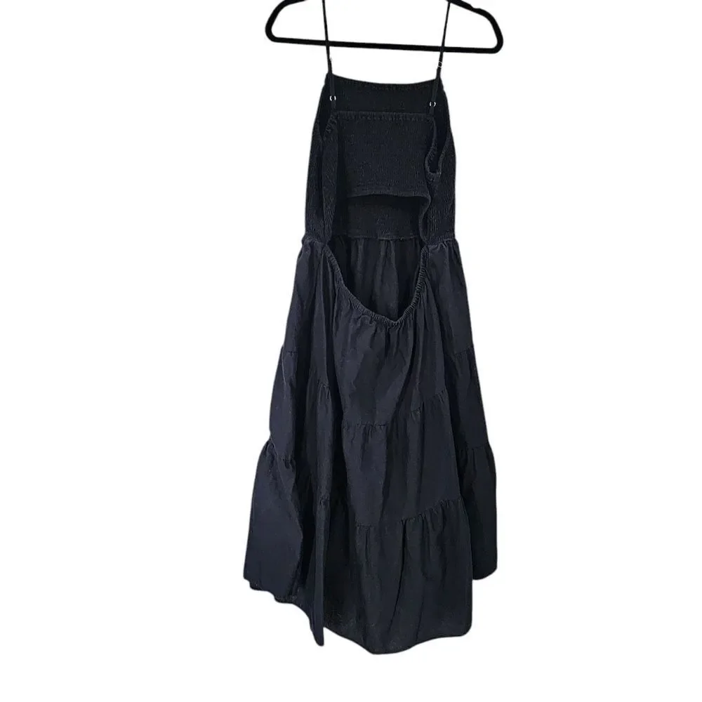 Universal Threads Midi Dress XXL black Tiered Boho Open Back Resort